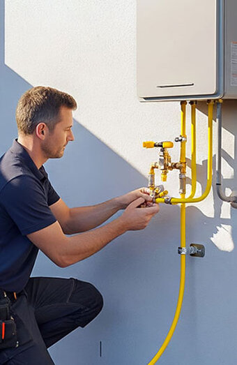 Plumber Servicing Gas Water Heater